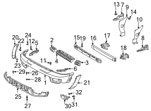 2003 Toyota 4Runner Front Bumper Air Guide Bolt Diagram for 90105-06137