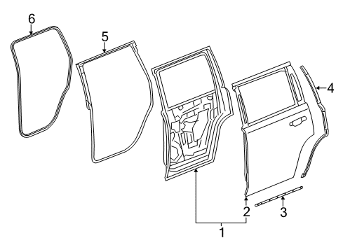 2019 GMC Yukon Rear Door Surround Weatherstrip Diagram for 84507989