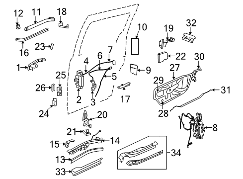 2008 Chrysler Town & Country Side Loading Door - Lock & Hardware Nut-Plastic Snap-In Diagram for 6036344AA