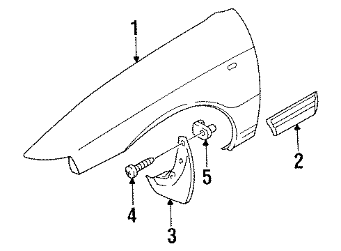 1997 Kia Sephia Fender & Components, Exterior Trim Pro NO1-Side, LH Diagram for 0K24050691A02