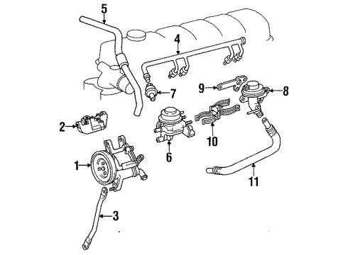 1992 Toyota Land Cruiser EGR System EGR Valve Diagram for 25620-65011