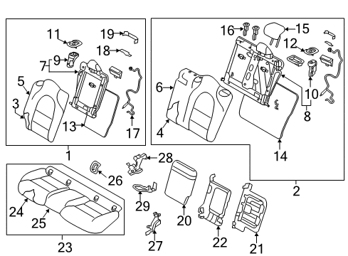 2017 Infiniti QX30 Rear Seat Components Rear Seat Armrest Assembly Diagram for 88700-5DC0B