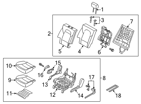 2015 Kia Sorento Second Row Seats Mech & Recl Assembly, RH Diagram for 896001U700