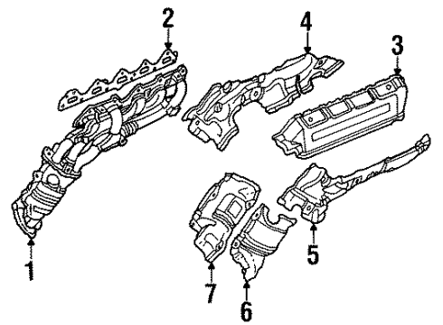 1996 Acura TL Exhaust Components, Exhaust Manifold Cover, Driver Side Exhaust. Manifold Diagram for 18282-P1R-A00