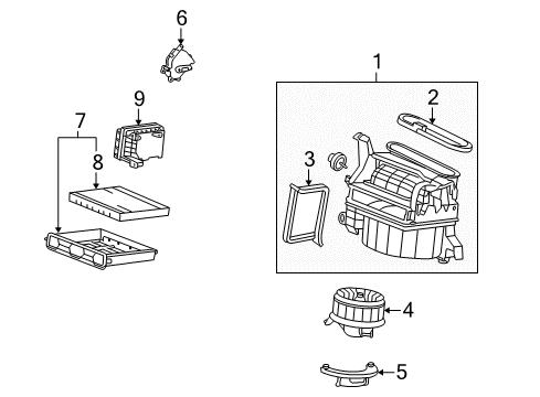 2009 Honda Accord Blower Motor & Fan Filter Assembly, Air Conditioner Diagram for 80290-SDA-A01