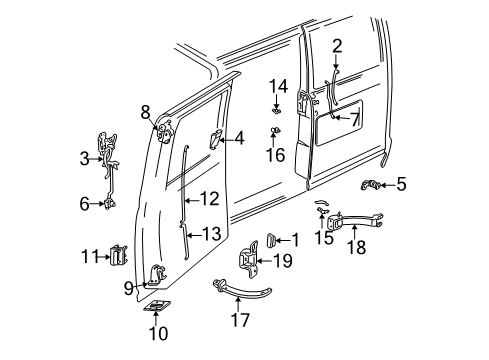 1988 GMC Safari Back Door - Handles, Locks & Rods Hinge Kit, Rear Door Upper(Body Side) Diagram for 15615531