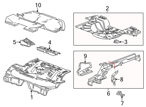 2013 Chevrolet Malibu Rear Body - Floor & Rails Center Crossmember Diagram for 20914258