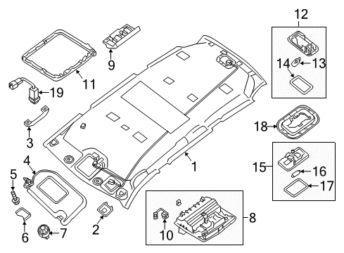 2015 Nissan Pathfinder Interior Trim - Roof Map Lamp Assy Diagram for 26430-4GC1A