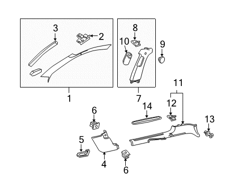 2006 Pontiac GTO Interior Trim - Pillars, Rocker & Floor Molding Asm-Windshield Side Garnish *Anthracite Diagram for 92155404