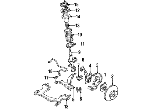 1989 Toyota Corolla Front Suspension Components, Lower Control Arm, Stabilizer Bar Coil Spring Diagram for 48131-1H370