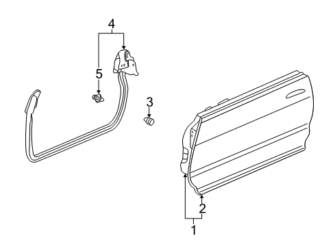 1999 Acura Integra Front Door Weatherstrip, Left Front Door Diagram for 72350-ST8-013