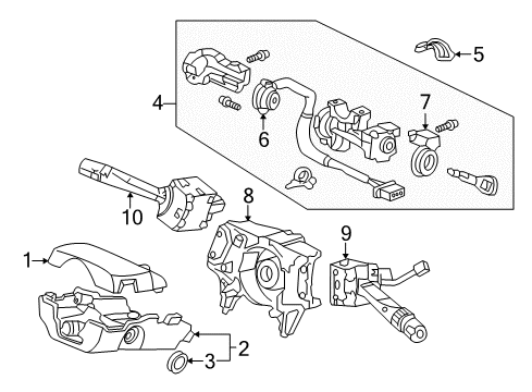 2002 Honda Accord Ignition Lock Lock Assy., Steering Diagram for 35100-S84-A03