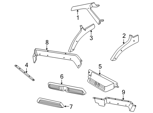 2001 Dodge Ram 3500 Van Interior Trim - Pillars, Rocker & Floor Molding-Windshield GARNISH Diagram for 5GY62XDVAB