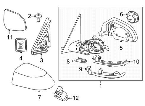 2021 BMW X3 Mirrors Heated Outside Mirror, Memory Bus, Left Diagram for 51168491673