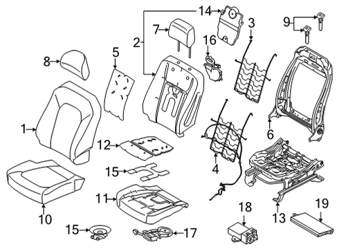 2021 Ford F-150 Front Seat Components Lumbar Adjuster Diagram for KU5Z-1565500-A