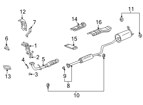 2001 Honda Insight Exhaust Manifold Cover, Exhuast Manifold Diagram for 18120-PHM-A00