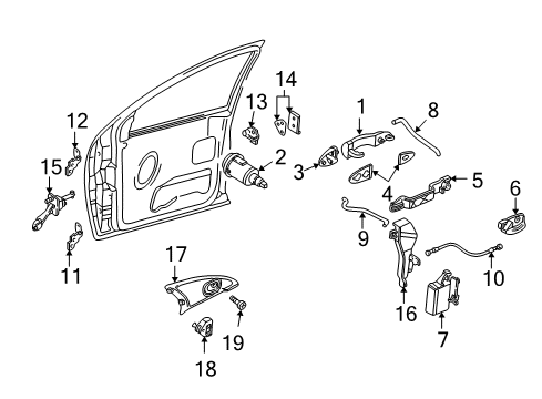 2002 Ford Focus Door - Lock & Hardware Trim Bezel Diagram for YS4Z-5423713-DAC