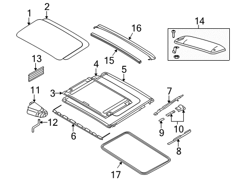 2010 BMW M3 Sunroof Border, Slide/Tilt Sunroof Diagram for 54108036477