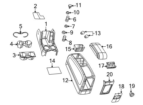 2010 Dodge Journey Console CUPHOLDER-Console Diagram for 68042628AA