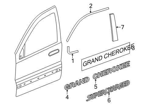 2017 Jeep Grand Cherokee Exterior Trim - Front Door Molding-Day Light Opening Diagram for 68257466AB