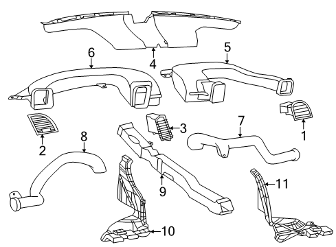 2018 Chrysler 300 Ducts Outlet-Air Conditioning & Heater Diagram for 5PL76DX9AC