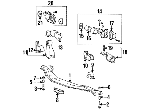 1996 Hyundai Accent Engine & Trans Mounting Engine Support Bracket Assembly Diagram for 21670-26005