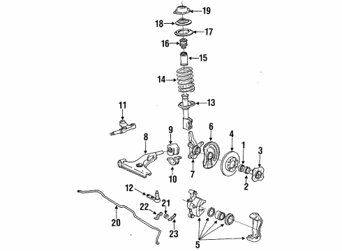 1993 Hyundai Excel Front Brakes Shaft-Lower Arm Mounting, RH Diagram for 54563-24000