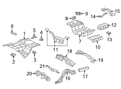 2016 Lexus LS460 Rear Floor & Rails Member, Rear Floor Side, Rear RH Diagram for 57615-50906