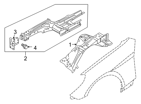 2013 Hyundai Genesis Coupe Structural Components & Rails Member Assembly-Front Crash, RH Diagram for 64720-2M000