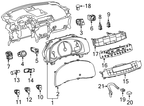 2013 Lexus CT200h Cluster & Switches, Instrument Panel Circuit, Center Cluster Diagram for 55935-76050