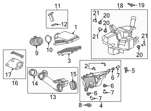 2015 Acura RDX Powertrain Control Case Set, Air Cleaner Diagram for 17201-R8A-A00