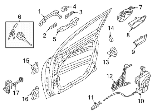 2022 Hyundai Tucson Lock & Hardware CHECKER ASSY-FRONT DOOR, LH Diagram for 76980-N9000