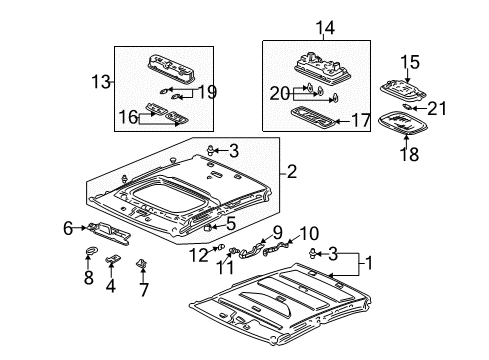 2005 Honda Civic Interior Trim - Roof Cap, Sunvisor *NH220L* (CLEAR GRAY) Diagram for 83236-S5A-003ZA