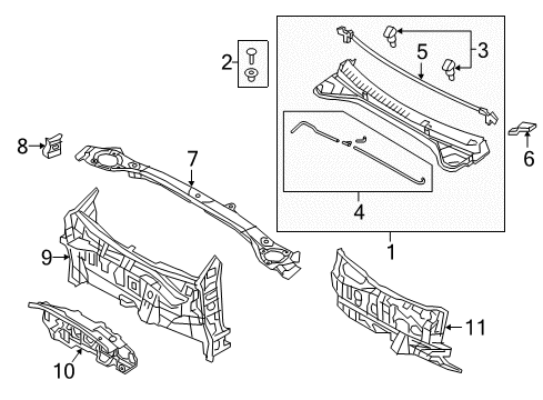 2018 Hyundai Elantra Cowl Insulator-Dash Panel Diagram for 84124-F3000