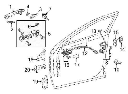 2015 Lexus NX300h Front Door Front Door Outside Handle Assembly, Right Diagram for 69210-48110-B0
