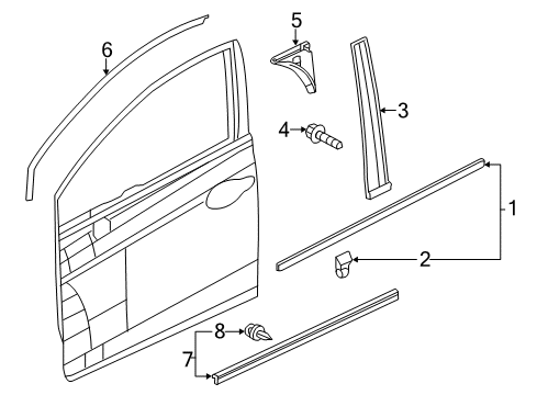 2014 Honda Civic Exterior Trim - Front Door Molding Assy., R. FR. Door Diagram for 72410-TR0-A01