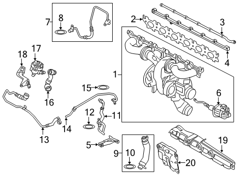 2018 BMW 640i xDrive Gran Turismo Exhaust Manifold Oil Feed Line Diagram for 11427643175