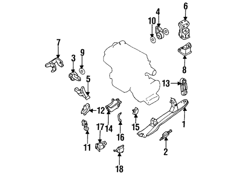 1987 Nissan Stanza Engine & Trans Mounting Insulator-Sub Engine Mounting Diagram for 11370-01E14