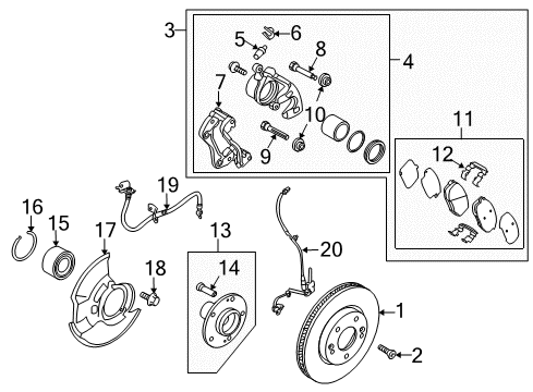2012 Kia Forte Front Brakes Front Brake Assembly, Right Diagram for 581301M600