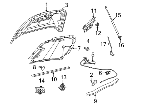 2009 Dodge Dakota Hood & Components Hood Rod Diagram for 55359726AC