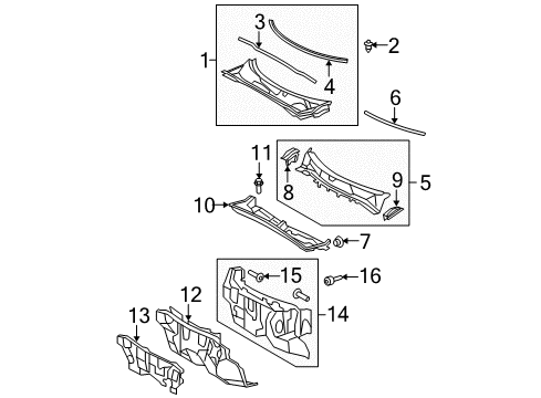 2010 Toyota Highlander Cowl Dash Panel Diagram for 55101-48151