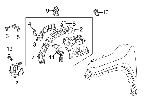 2020 Toyota RAV4 Structural Components & Rails Air Guide Diagram for 53155-0R030