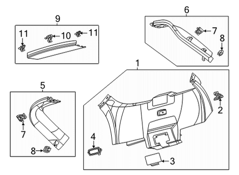 2022 Ford Mustang Mach-E Interior Trim - Lift Gate Side Trim Clip Diagram for -W718896-S442