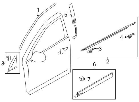 2019 Lincoln MKT Exterior Trim - Front Door Window Molding Diagram for AE9Z-7420550-A