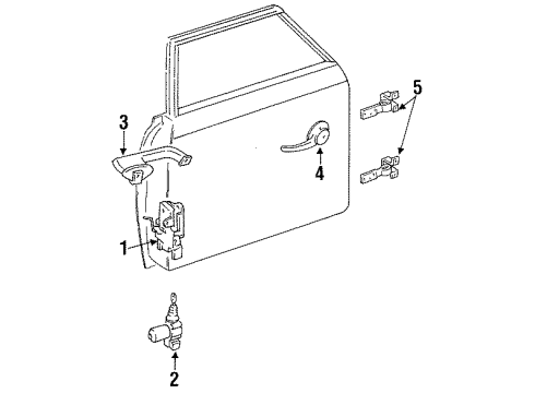 1990 Jeep Cherokee Hardware Latch Asm Front Door RH Diagram for 55027884