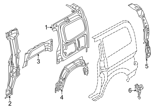 2017 Chevrolet City Express Inner Structure - Side Panel Rear Pillar Reinforcement Diagram for 19317121