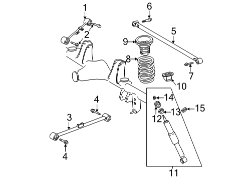 2001 Toyota Sequoia Rear Suspension Components, Lower Control Arm, Upper Control Arm, Stabilizer Bar Shock Cushion Diagram for 48505-34010