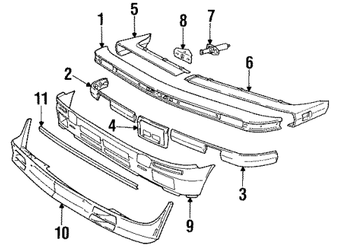 1984 BMW 325e Front Bumper Rubber Strip Right Diagram for 51111904686