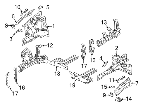 2021 Kia Rio Structural Components & Rails Reinforcement-Fender Apron U Diagram for 64544H8000