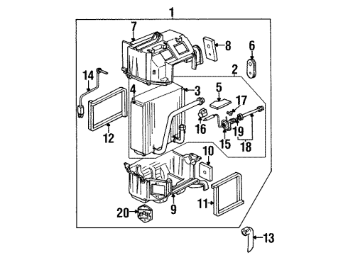 2001 Isuzu VehiCROSS Air Conditioner Screw, Evaporator Diagram for 8-97130-601-0